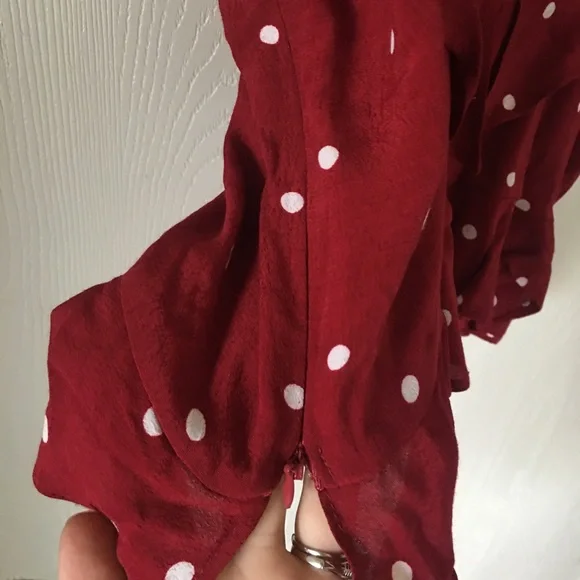 NWOT Leith red ruffle polka dot tie crop top Italian riviera retro vintage - Picture 11 of 12